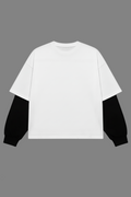 White With Black Sleeve Oversized T-Shirt
