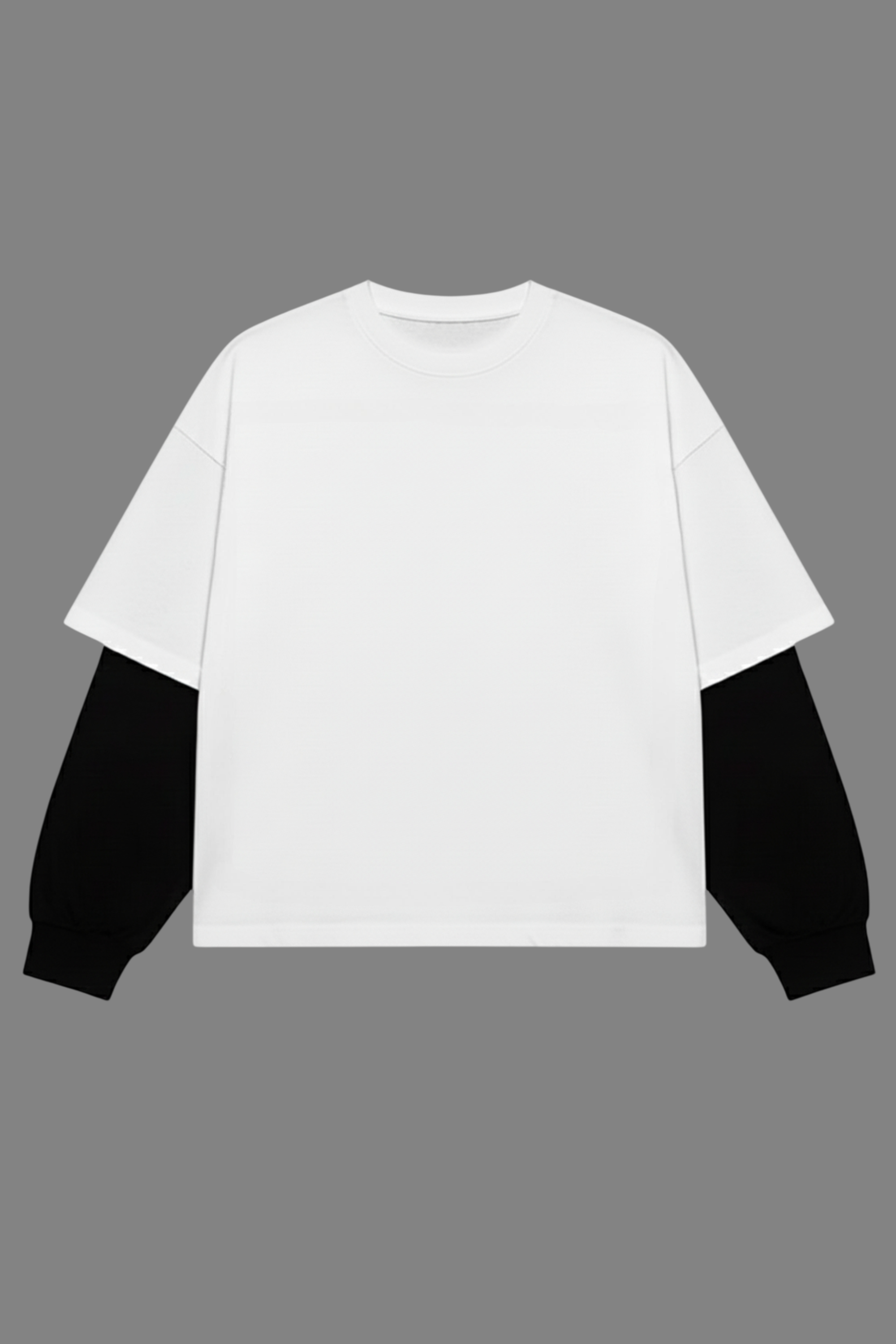 White With Black Sleeve Oversized T-Shirt