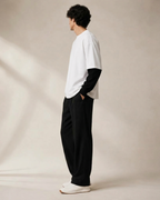 White With Black Sleeve Oversized T-Shirt | 240 GSM French Terry Cotton Oversized Tee