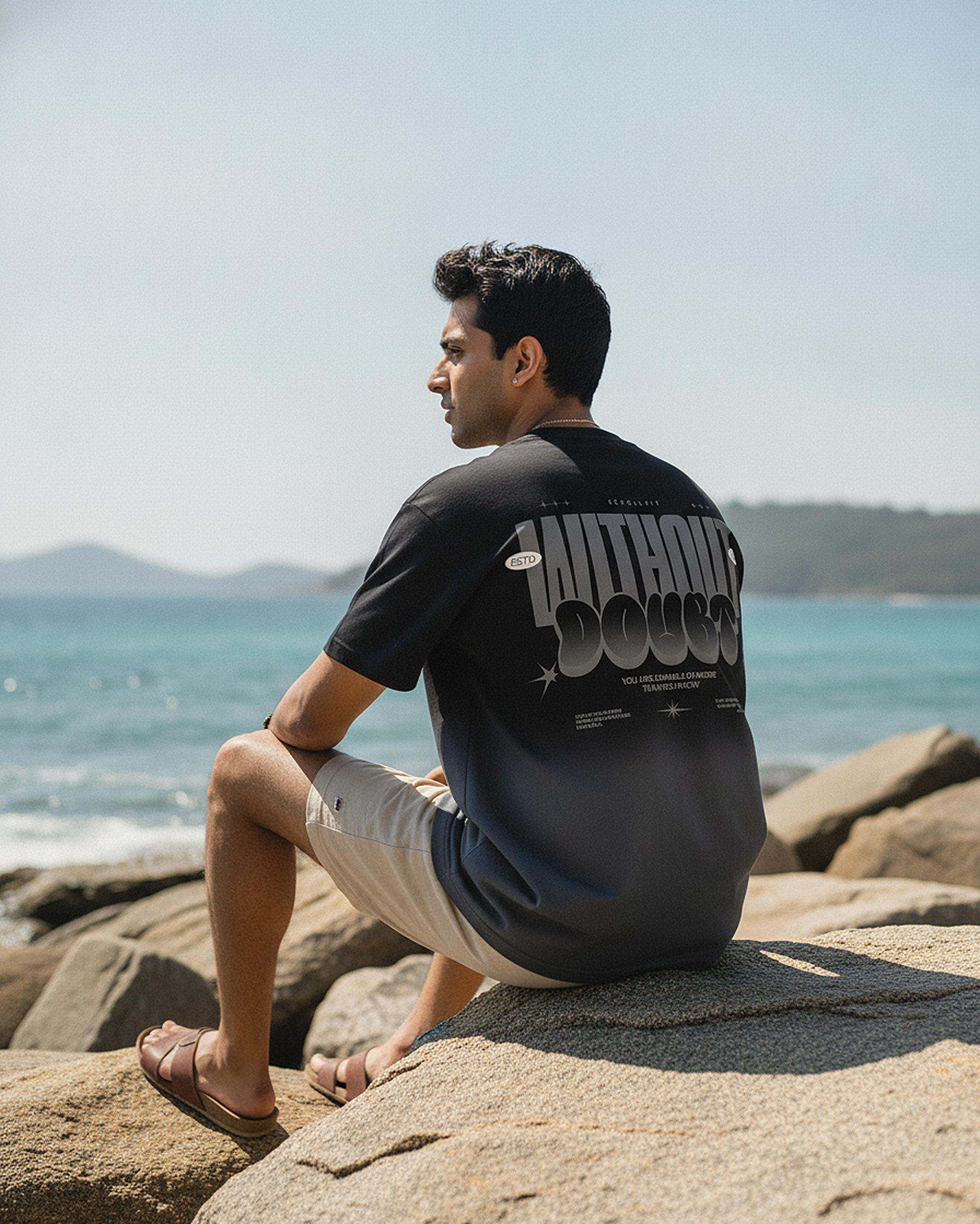 Without Doubt Graphic Boxy Fit T-Shirt | 240 GSM French Terry Black Ombré Wash Graphic Tee