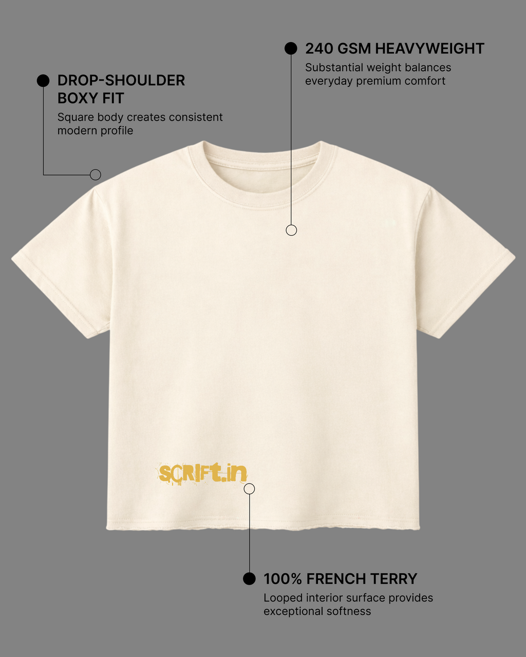 Zero Rules Boxy Fit T-Shirt | 240 GSM French Terry Off-White Graphic Tee